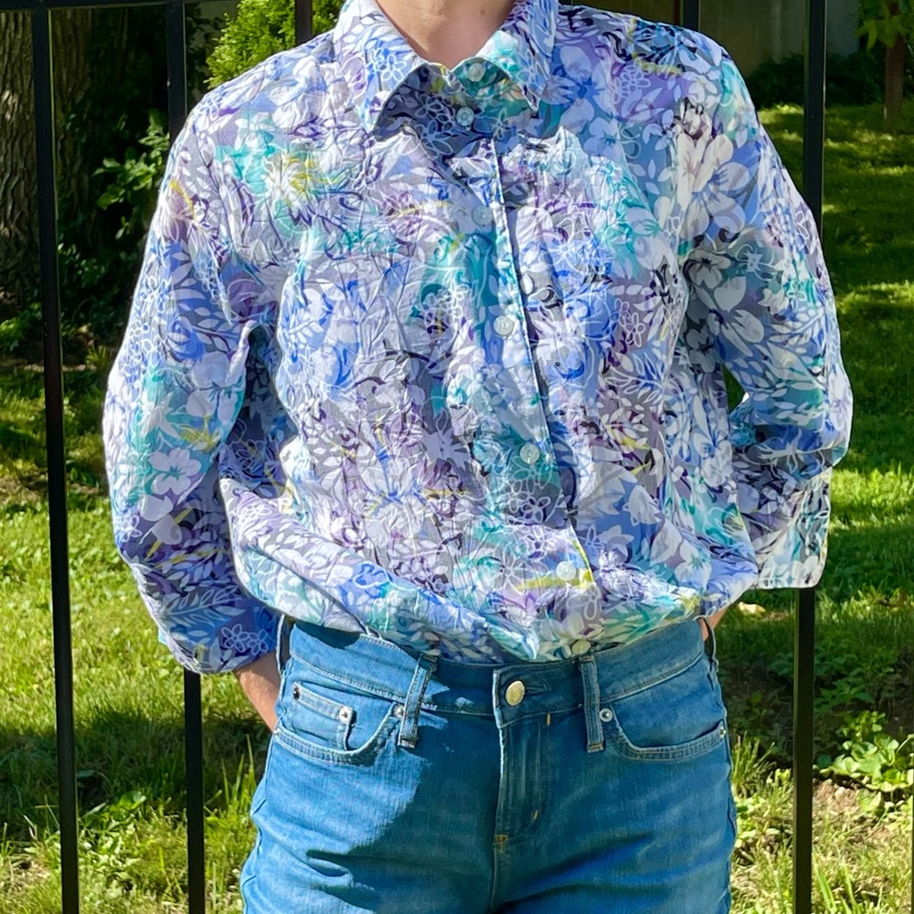 Floral Button Down 3/4 Sleeve - Picture 2 of 12